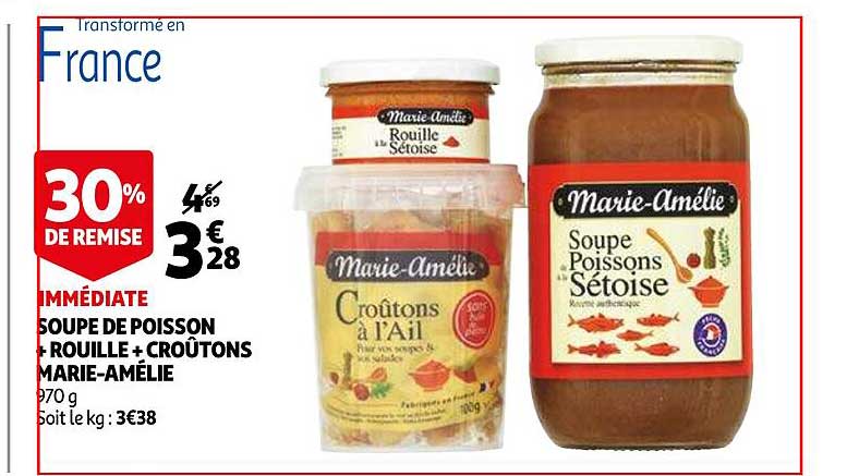 soupe de poisson + rouille + croûtons marie-amélie