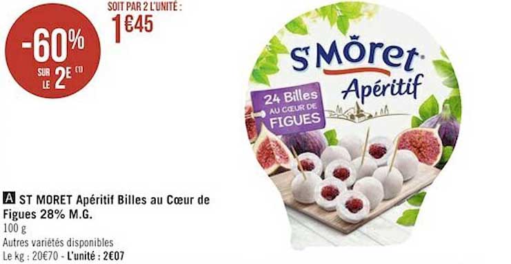 st môret apéritif billes au cœur de figues 28% m.g.