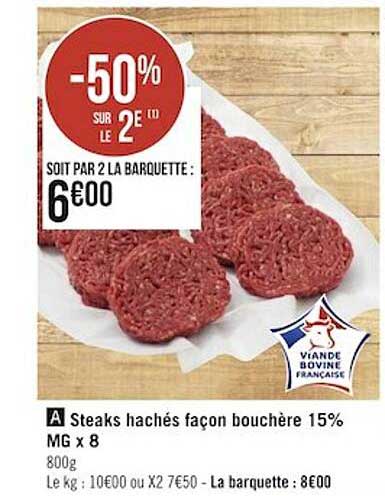 steaks hachés façon bouchère 15% mg x8