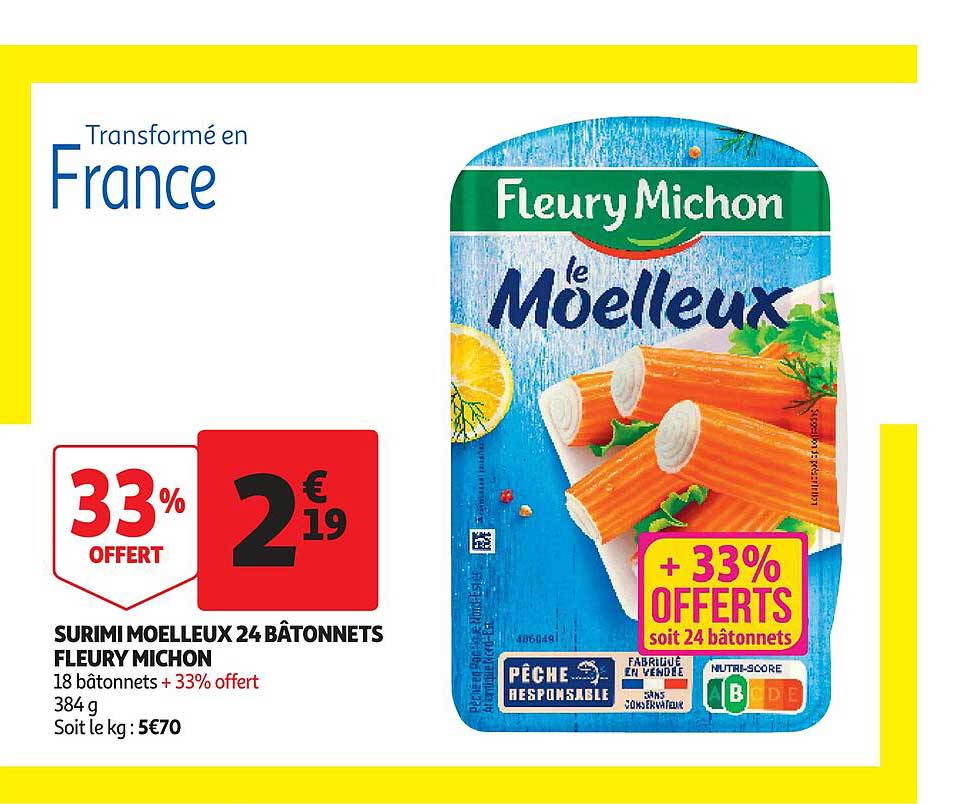 surimi moelleux 24 bâtonnets fleury michon