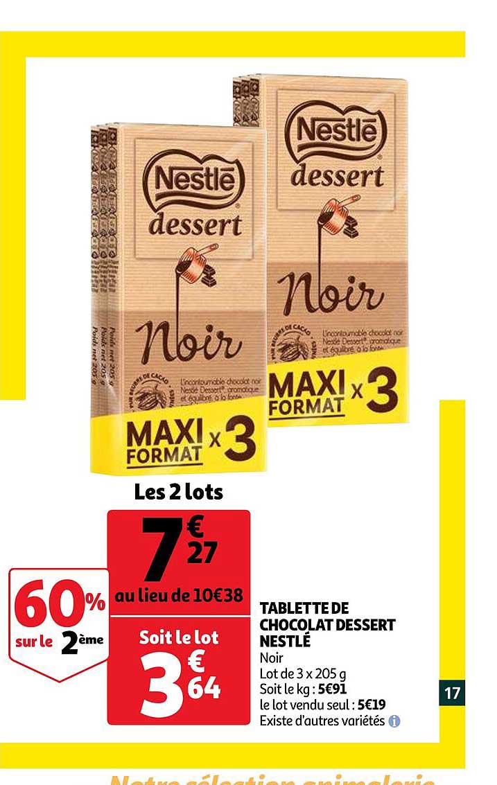 Tablette De Chocolat Dessert Nestlé