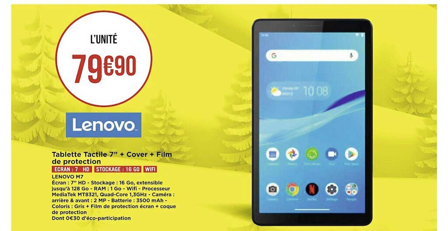 tablette tactile 7" + cover + film de protection lenovo m7