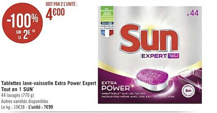 Tablettes Lave-vaisselle Extra Power Expert Tout En 1 Sun