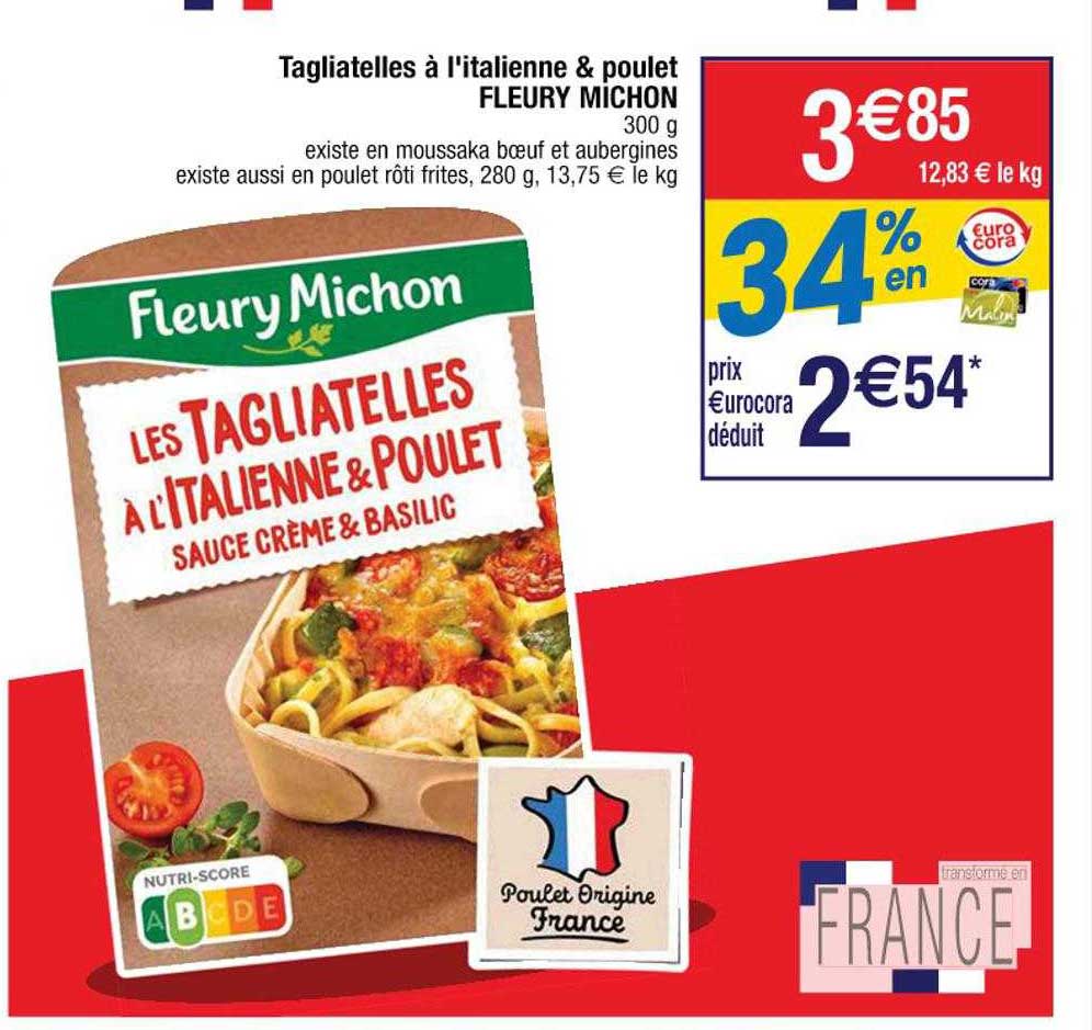 tagliatelles à l'italienne & poulet fleury michon