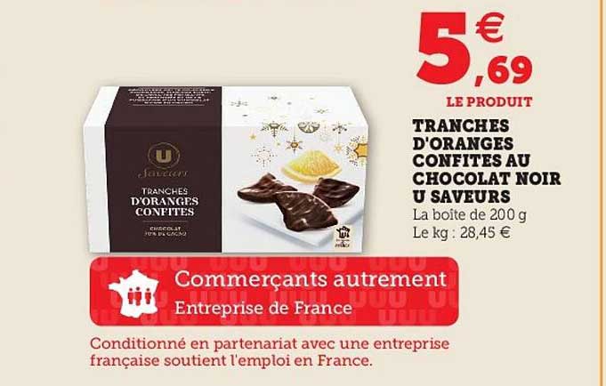 tranchés d'oranges confites au chocolat noir u saveurs