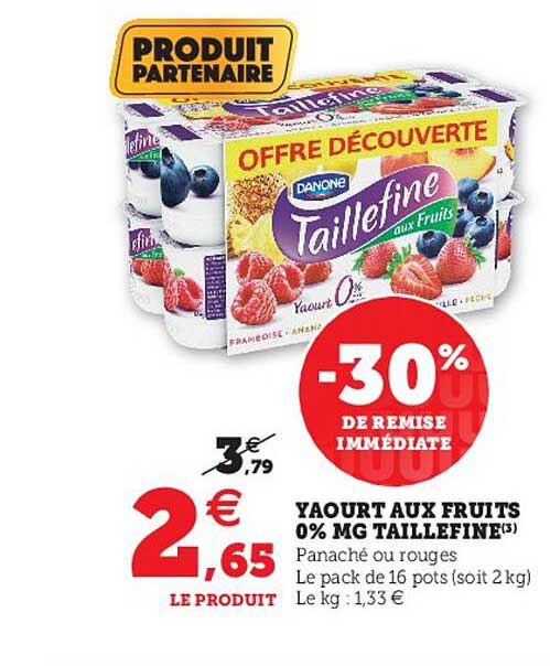 yaourt aux fruits 0% m.g. taillefine