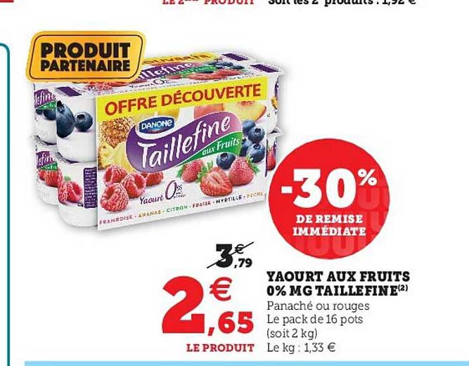 yaourt aux fruits 0% mg taillefine