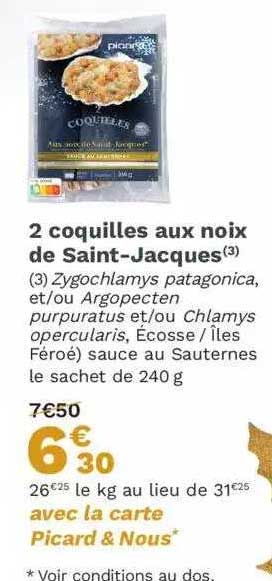 2 coquilles aux noix de saint-jacques