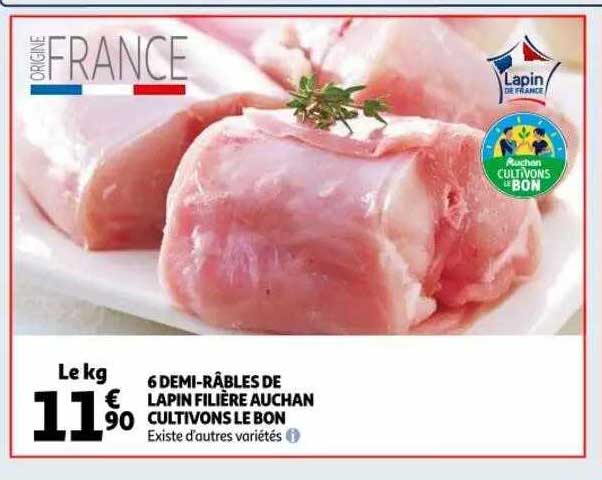 6 demi-râbles de lapin filière auchan cultivons le bon