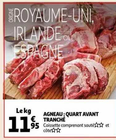 agneau : quart avant tranché