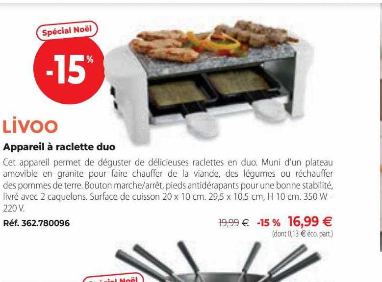 Appareil à Raclette Duo Livoo