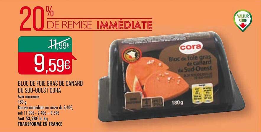bloc de foie gras de canard du sud-ouest cora