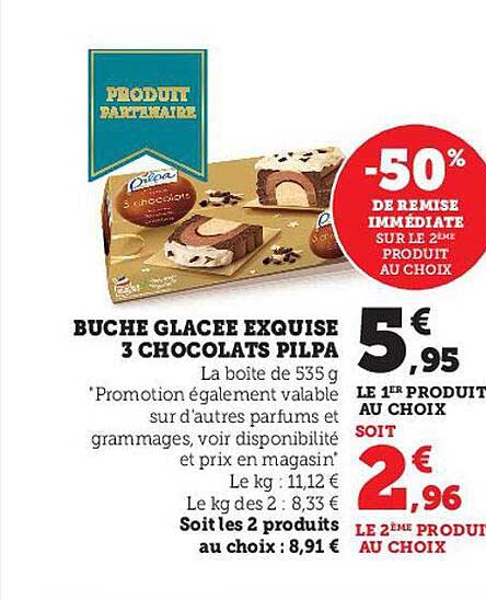 bûche glacée exquise 3 chocolats pilpa