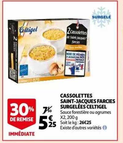 cassolettes saint-jacques farcies surgelées celtigel