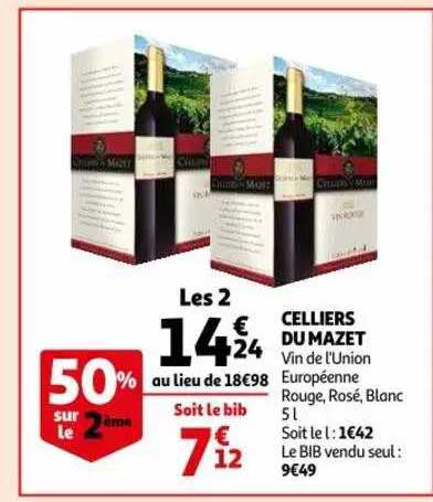 celliers du mazet vin de l'union européenne rouge, rosé, blanc