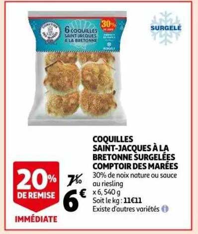 coquilles saint-jacques à la bretonne surgelées comptoir des marées