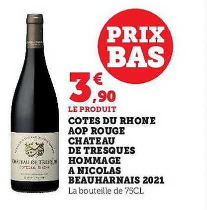 côtes du rhône aop rouge château de tresques hommage à nicolas beauharnais 2021