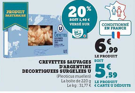 crevettes sauvages d'argentine décortiquées surgelées u