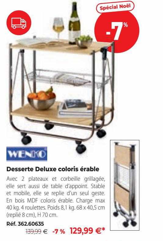 desserte deluxe coloris érable wenko