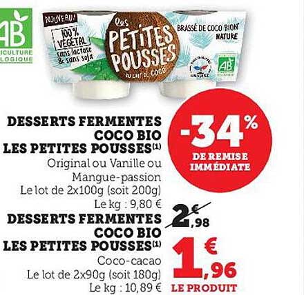 desserts fermentés coco bio les petites pousses, dessert fermentés coco bio les petites pousses