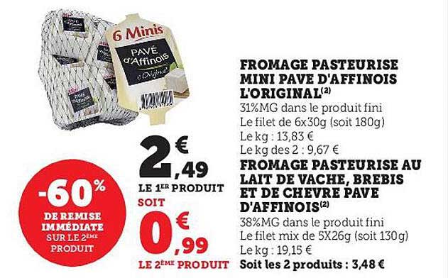 Fromage Pasteurisé Mini Pavé D'affinois L'original, Fromage Pasteurisé Au Lait De Vache, Brebis Et De Chèvre Pavé D'affinois
