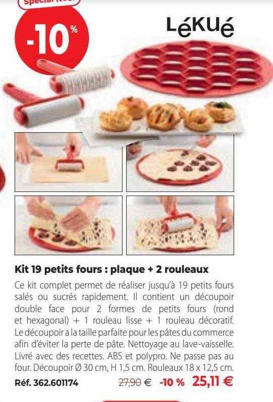 kit 19 petits fours : plaque + 2 rouleaux lékué