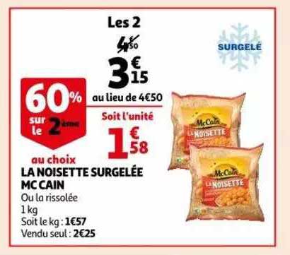 la noisette surgelée mc cain