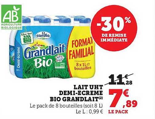 lait uht demi-écrémé bio grandlait