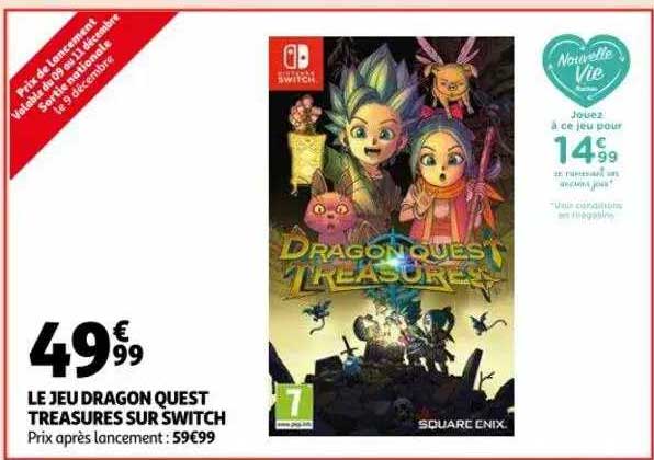 le jeu dragon quest treasures sur switch