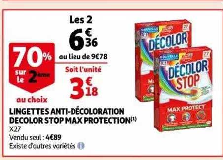 lingettes anti-décoloration décolor stop max protection