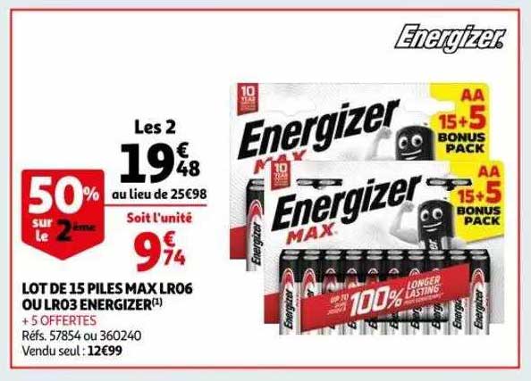 Lot De 15 Piles Max Lr06 Ou Lr03 Energizer