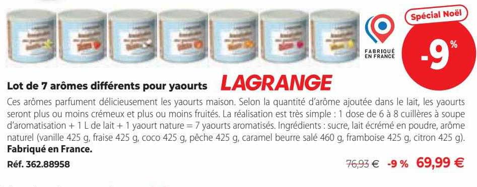 lot de 7 arômes différents pour yaourts lagrange