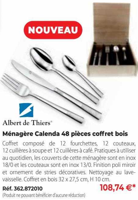 ménagère calenda 48 pièces coffret bois albert de thiers
