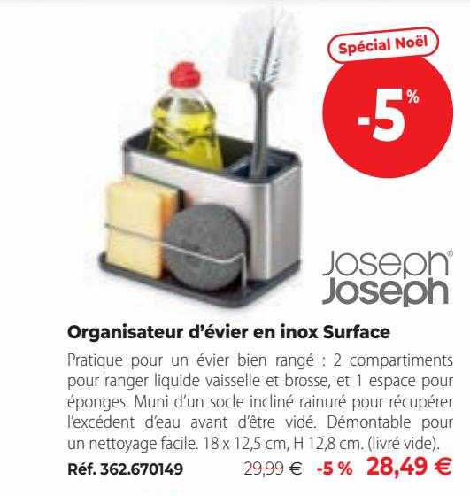 organiseur d'évier en inox surface joseph