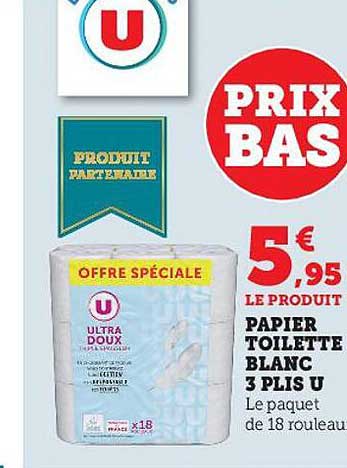 papier toilette blanc 3 plis u