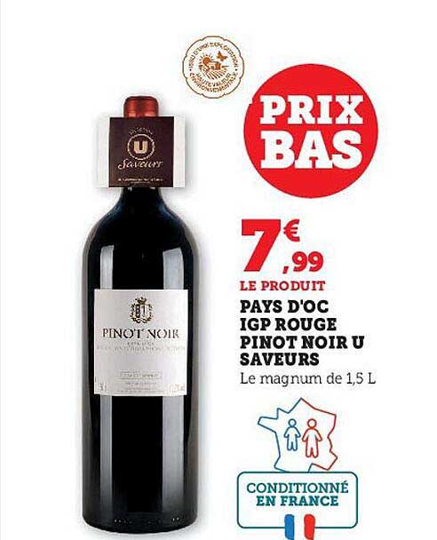 pays d'oc igp rouge pinot noir u saveurs