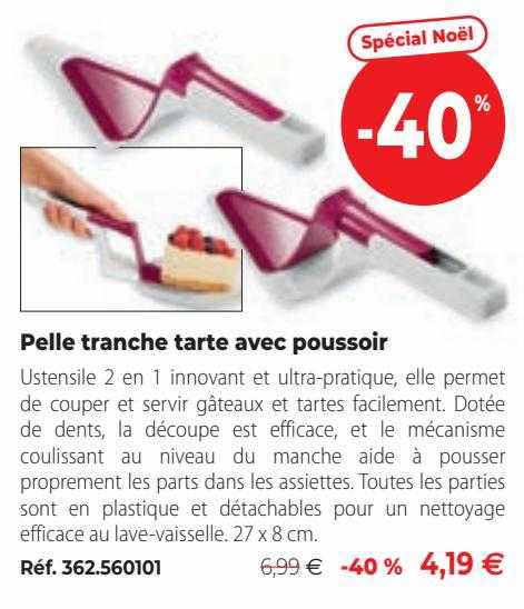 pelle tranche tarte avec poussoir