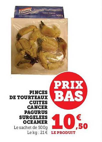pinces de tourteaux cuites cancer pagurus surgelées oceamer
