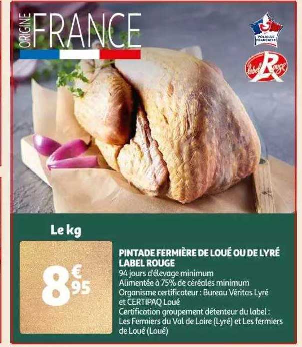 pintade fermière de loué ou de lyré label rouge