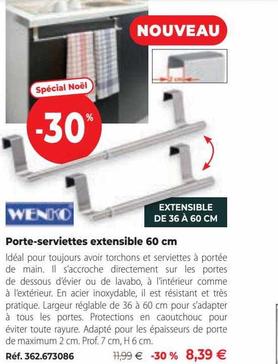 porte-serviettes extensible 60 cm wenko