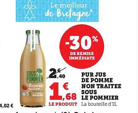 pur jus de pomme non traitée sous les pommier