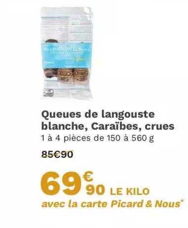 queues de langouste blanche, caraïbes, crues