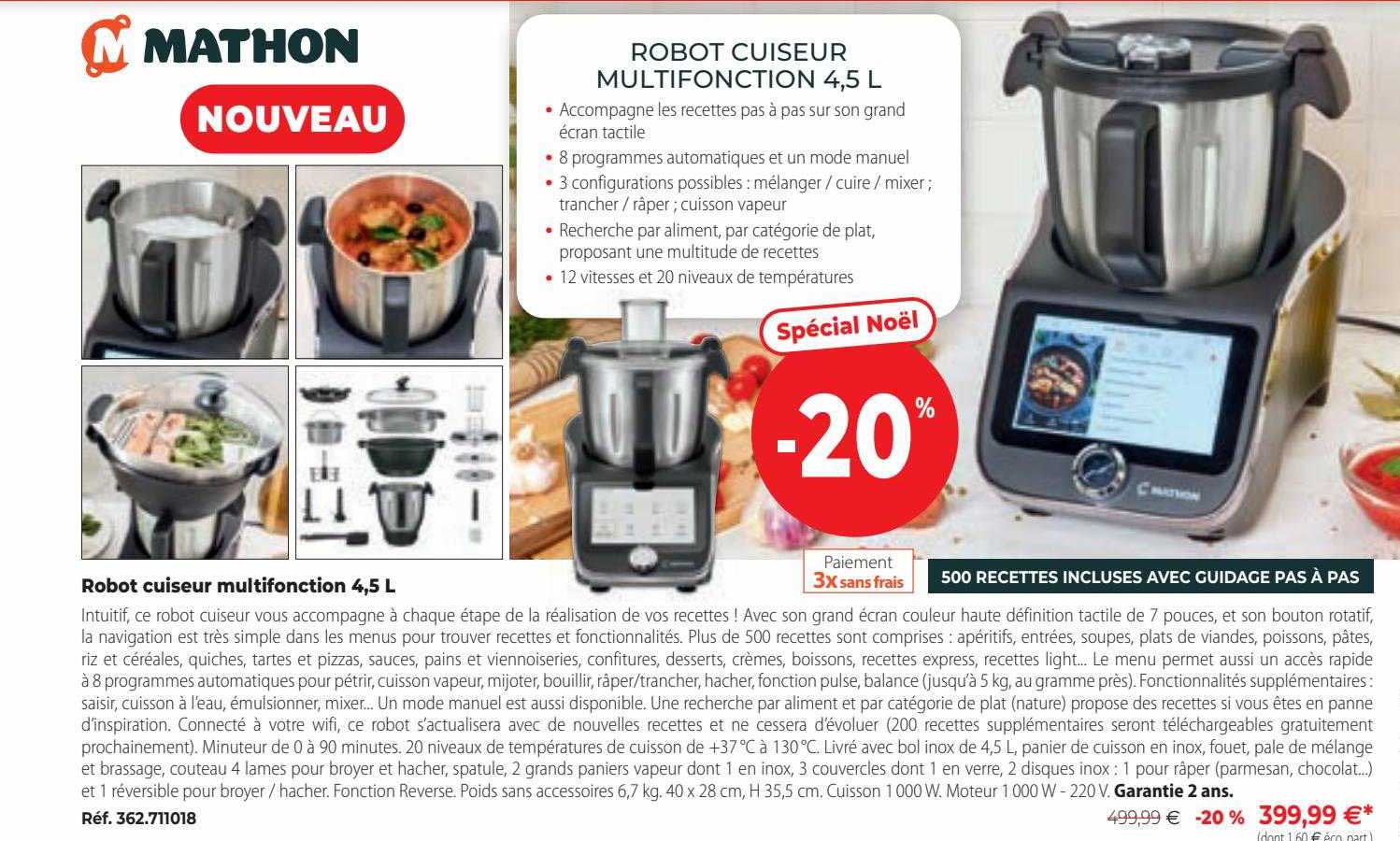 Robot Cuiseur Multifonction 4,5l Mathon