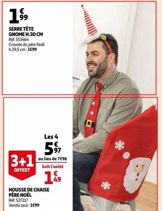 serre tête gnome h.30 cm, housse de chaise père noël