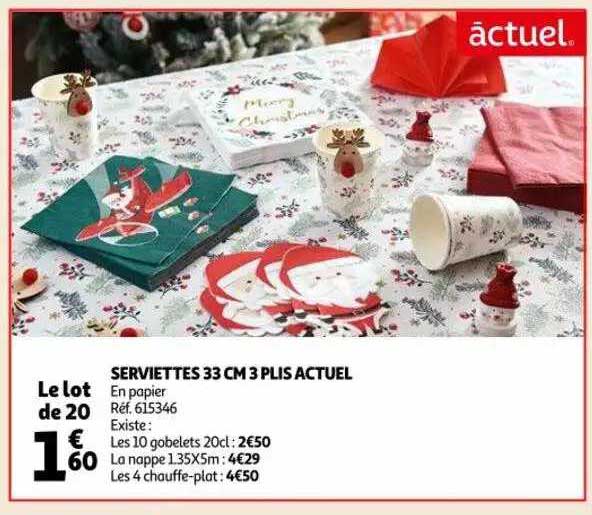 serviettes 33 cm 3 plis actuel