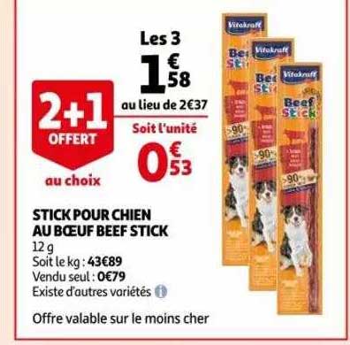 stick pour chien au bœuf beef stick vitakraft