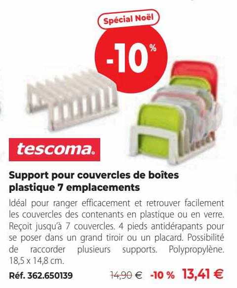 support pour couvercles de boîtes plastique 7 emplacements tescoma