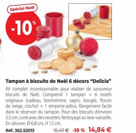 tampon à biscuits de noël 6 décors "delicia"