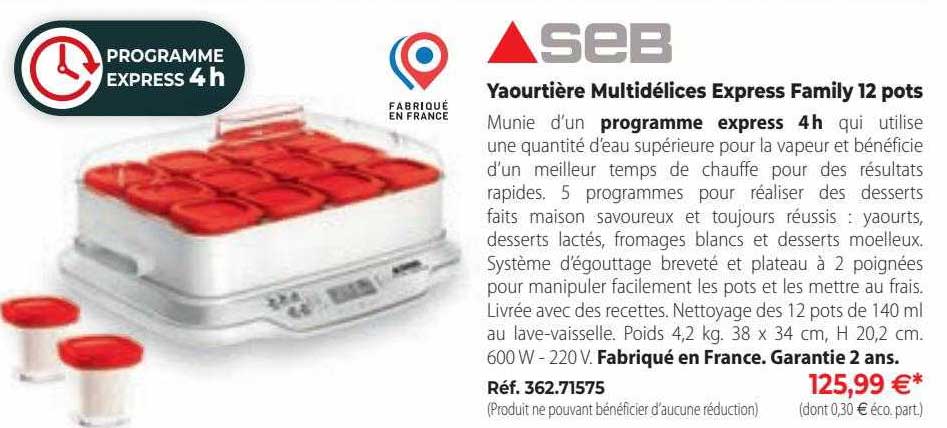 yaourtière multi délices express family 12 pots seb