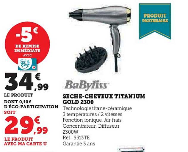 babyliss seche-cheveux titanium gold 2300